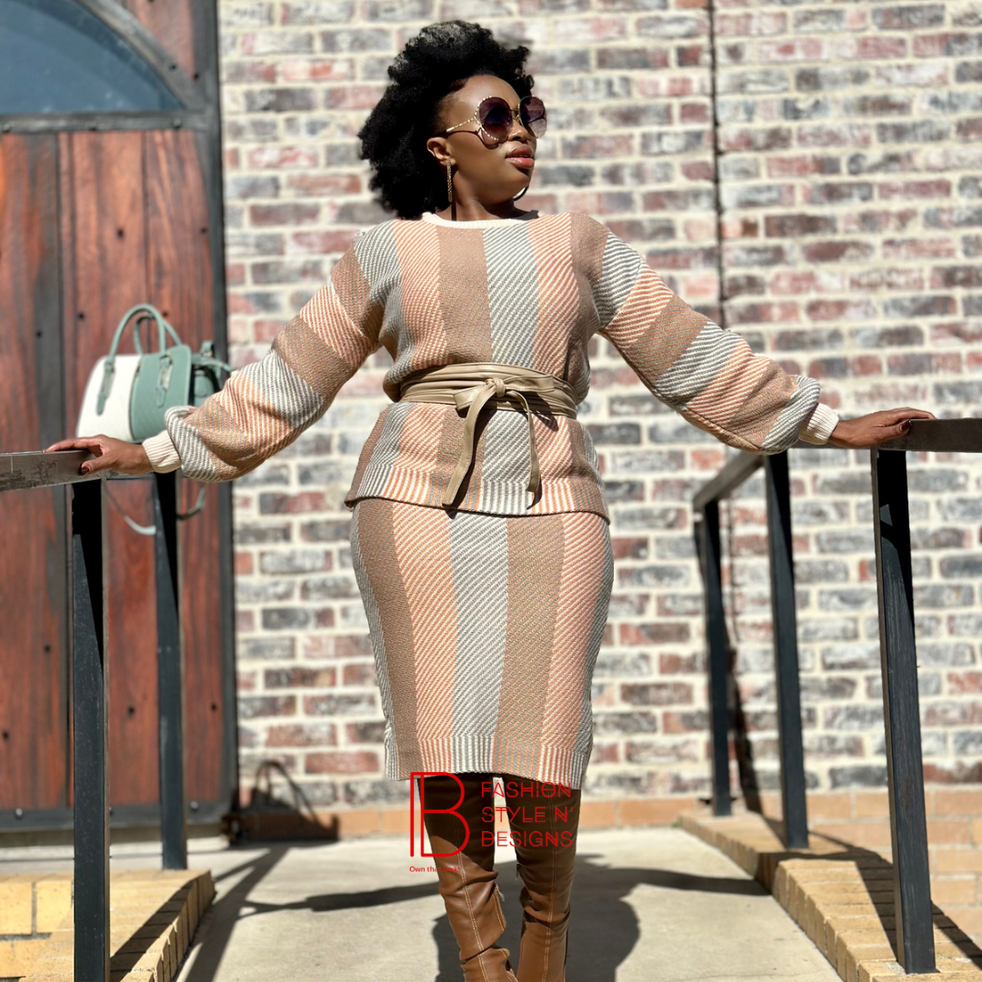 Striped Knitted Casual Set