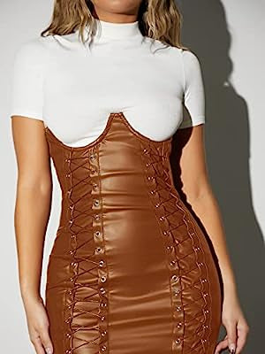 Corset Split-Lace PU Dress