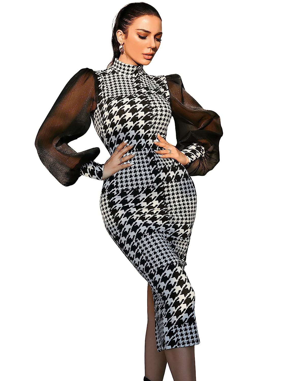 Houndstooth Pencil Dress