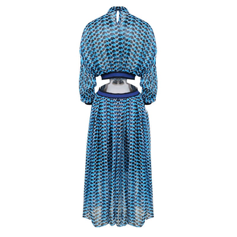 Halter Neckline High-Waist Chiffon Dress