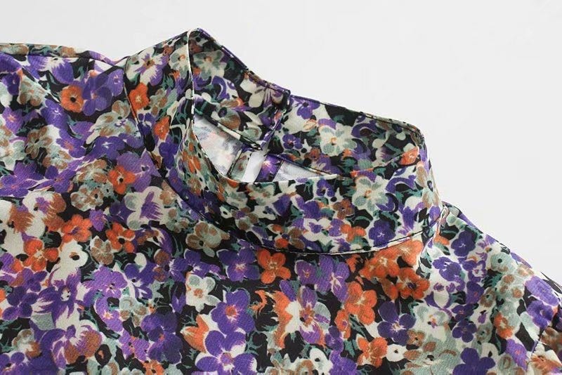 Floral Print Lantern Sleeve Blouse