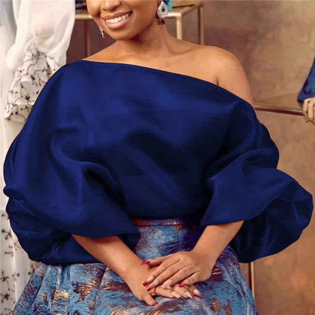 Sheer Sloping Puffy Blouse