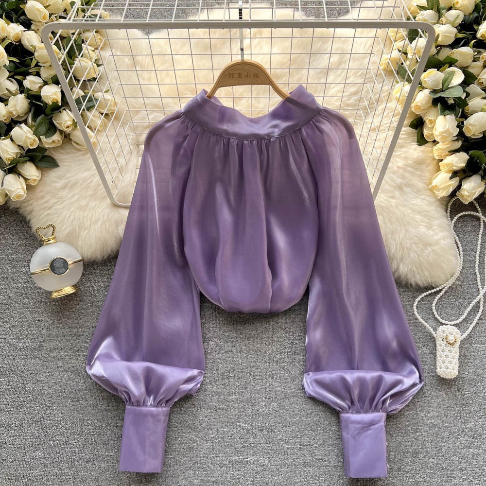 Glazed Bow-Tie Blouse