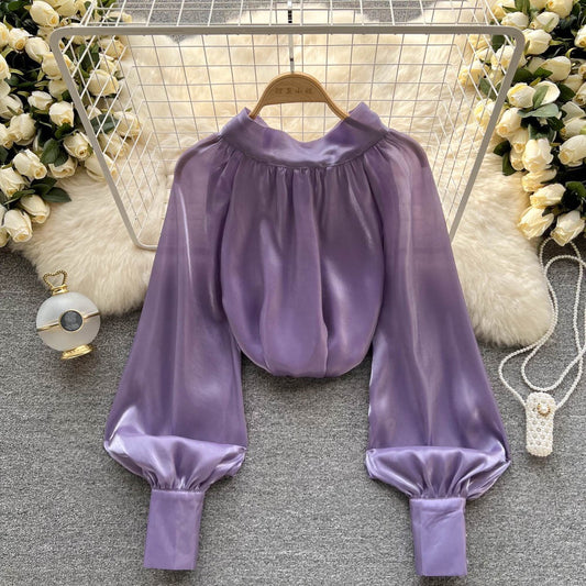 Glazed Bow-Tie Blouse