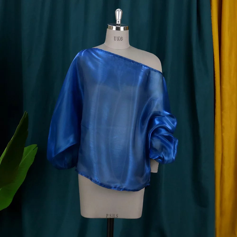 Sheer Sloping Puffy Blouse