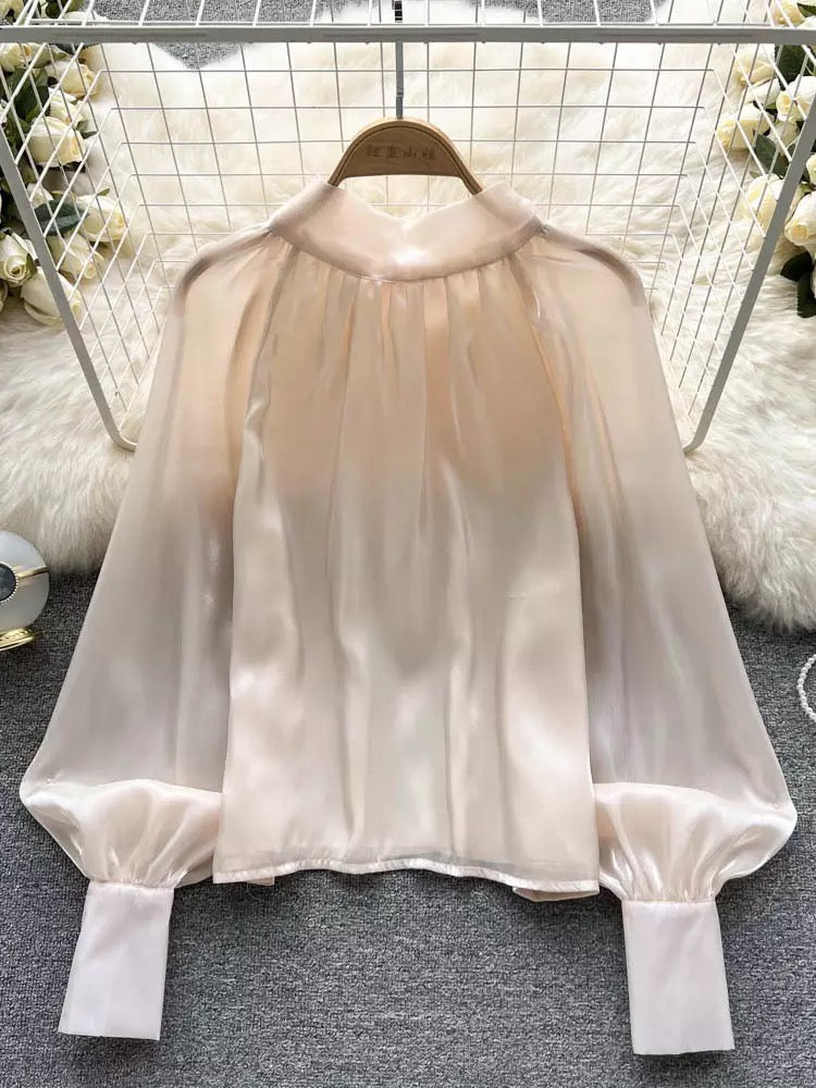 Glazed Bow-Tie Blouse