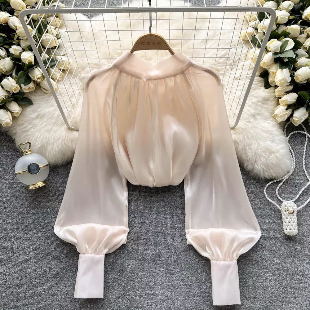 Glazed Bow-Tie Blouse