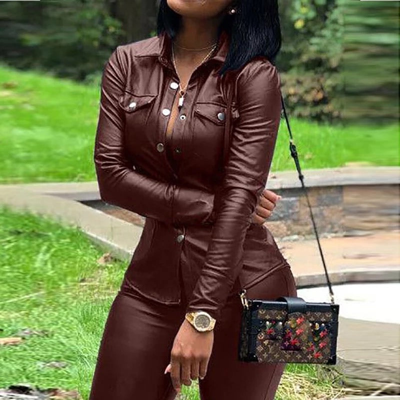 Streetwear PU Leather Set (Shirt + Trouser)