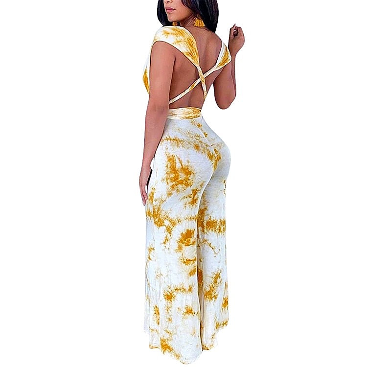 Wide Leg Pants Lace Up Jumpsuit