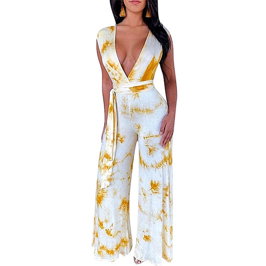 Wide Leg Pants Lace Up Jumpsuit