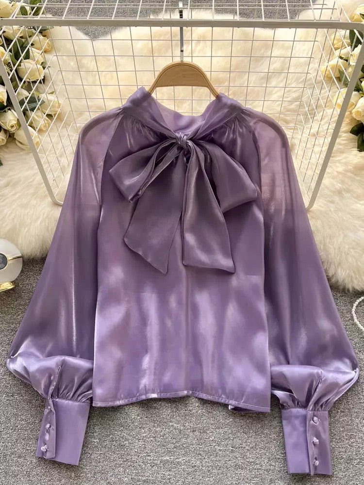 Glazed Bow-Tie Blouse