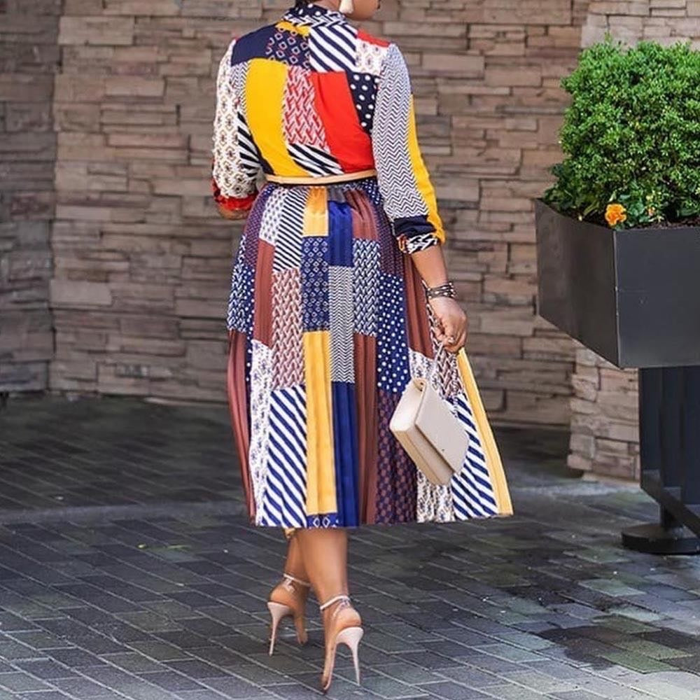 Long Sleeve Chiffon Midi Print Dress