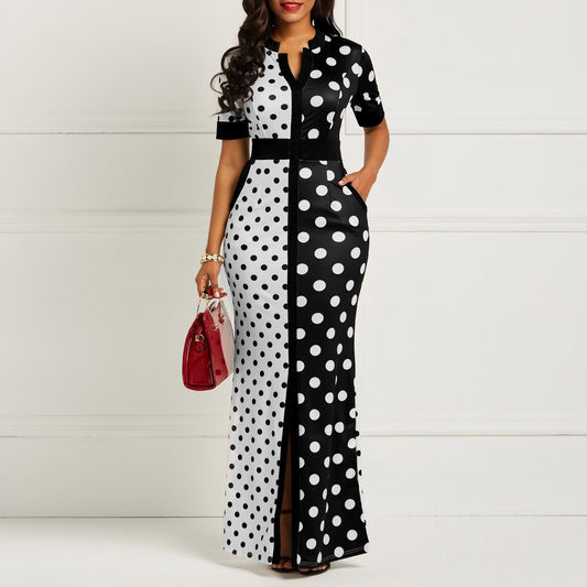 Wave Point Polka Dot Maxi Dress