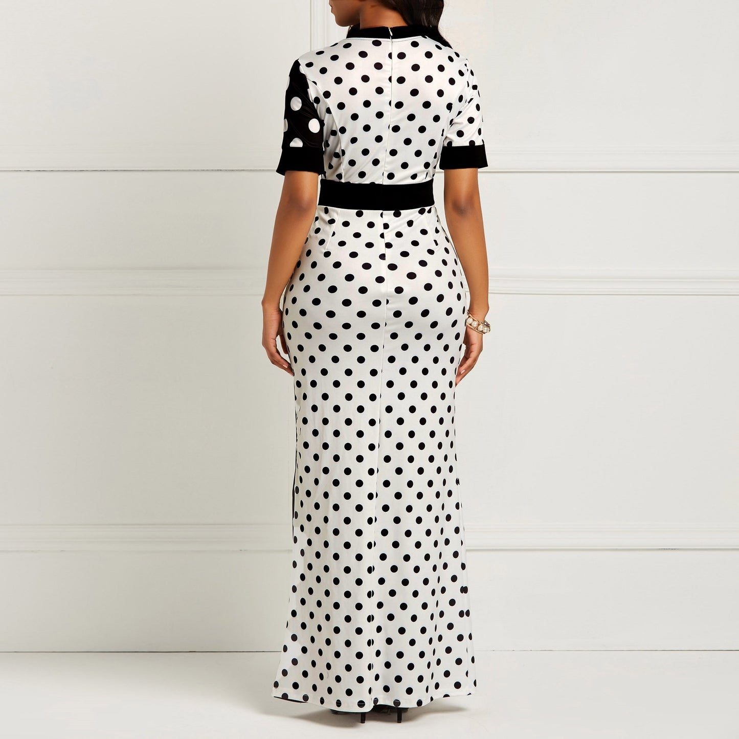 Wave Point Polka Dot Maxi Dress