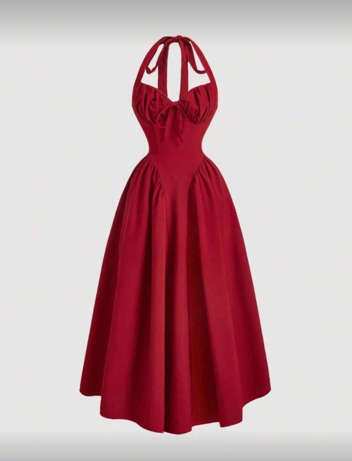 Ruby Fit-and-Flare Halter Dress