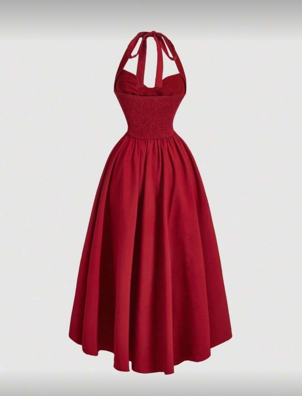 Ruby Fit-and-Flare Halter Dress