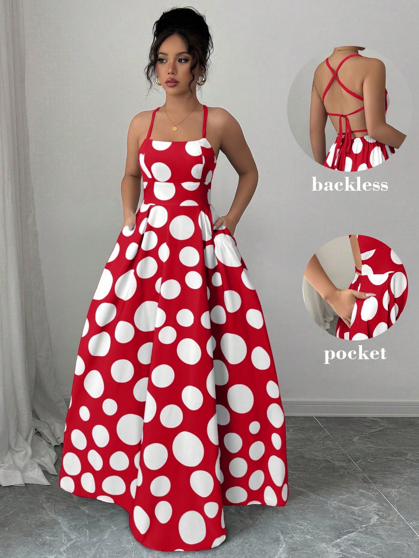 Backless Criss-Cross Straps Maxi Dress