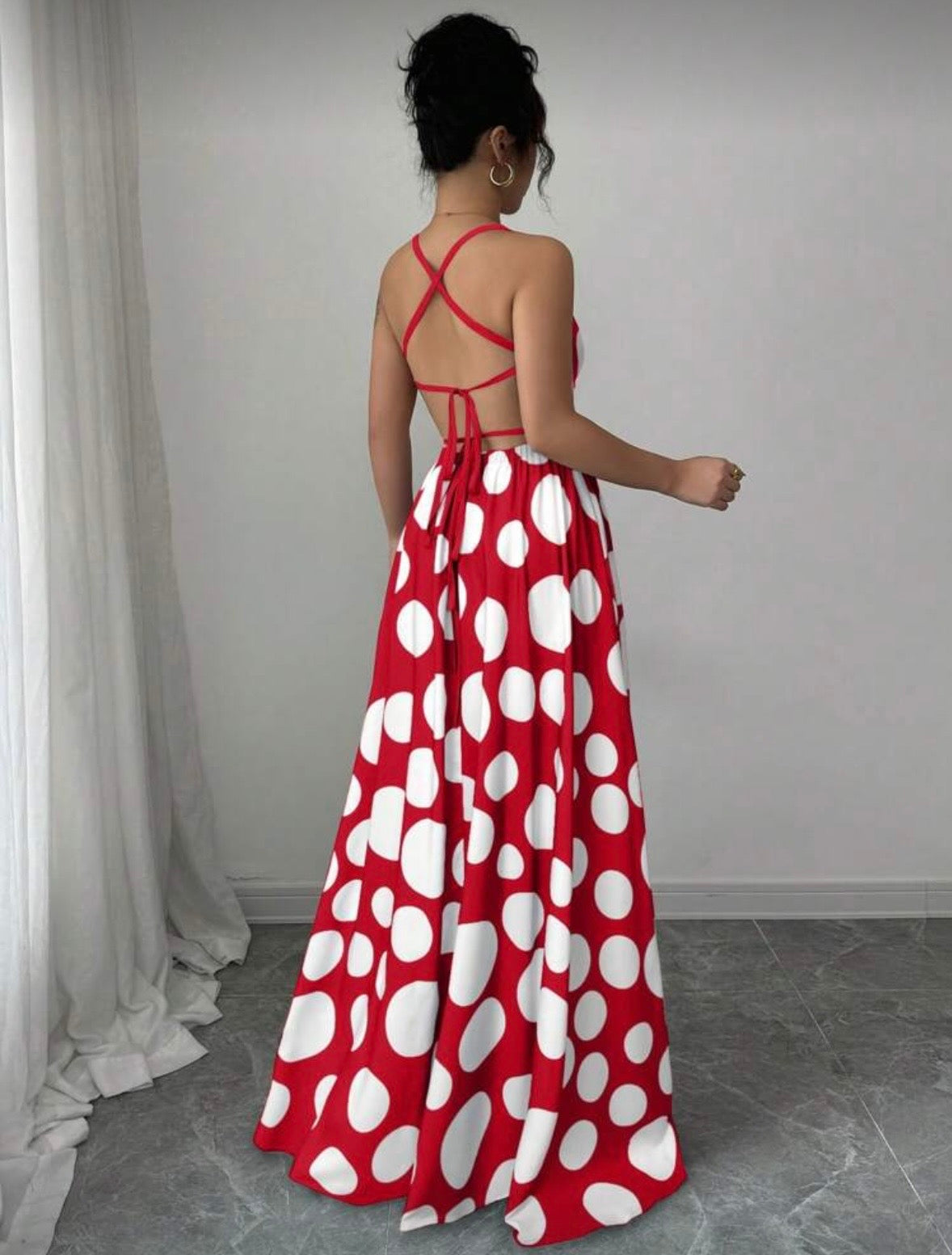 Backless Criss-Cross Straps Maxi Dress