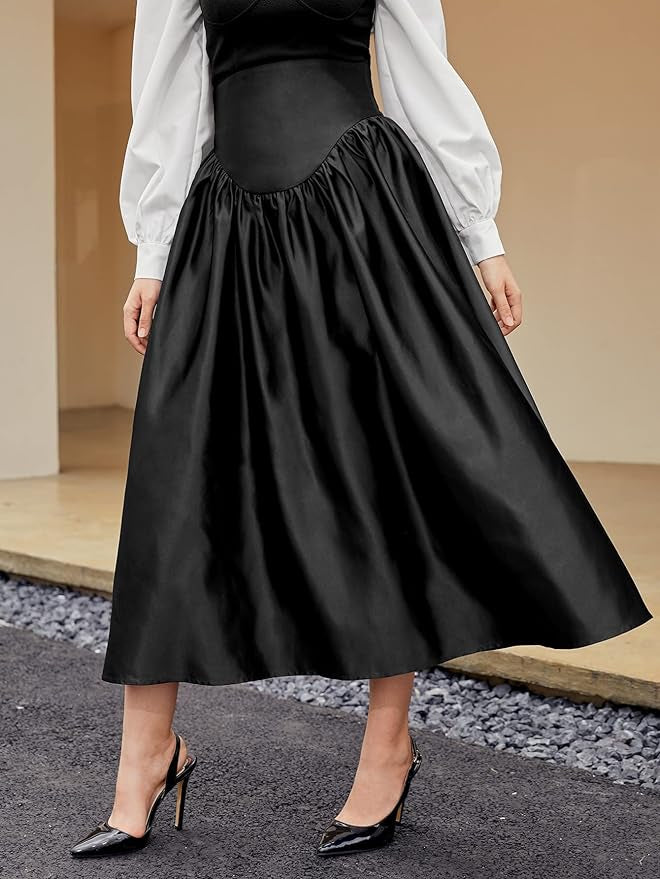 High Waist Satin Maxi Skirt