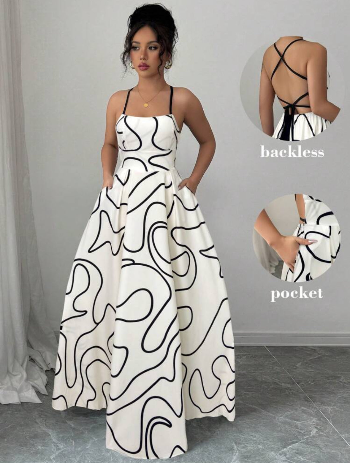 Backless Criss-Cross Straps Maxi Dress