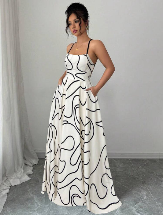 Backless Criss-Cross Straps Maxi Dress