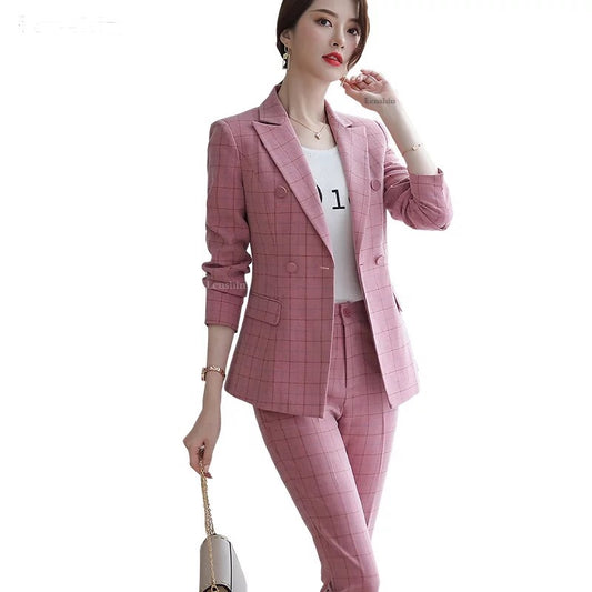 Plaid Formal Slim Fit Suit