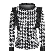 Load image into Gallery viewer, Houndstooth PU Ruffle Shirt