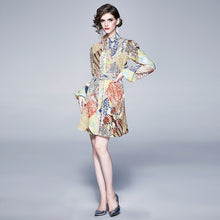 Load image into Gallery viewer, Vintage Print Stand Collar Dress